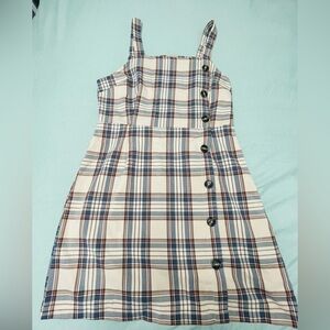 Stylish Plaid junior Dress with Button Details